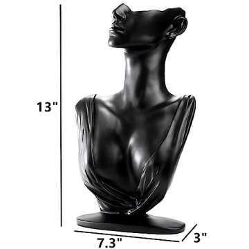 Peohud Jewelry Mannequin Display, Necklace Display Stand for Selling, Black Resin Pendant Jewelry Bu...