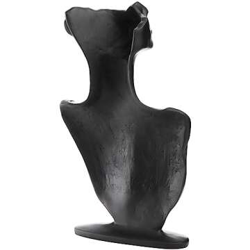 Peohud Jewelry Mannequin Display, Necklace Display Stand for Selling, Black Resin Pendant Jewelry Bust Organizer Holder for Earrings, Rings, Boutique, Trade Show
