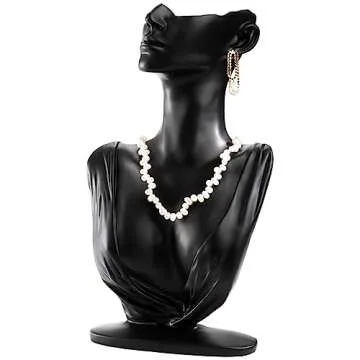 Peohud Jewelry Mannequin Display, Necklace Display Stand for Selling, Black Resin Pendant Jewelry Bust Organizer Holder for Earrings, Rings, Boutique, Trade Show