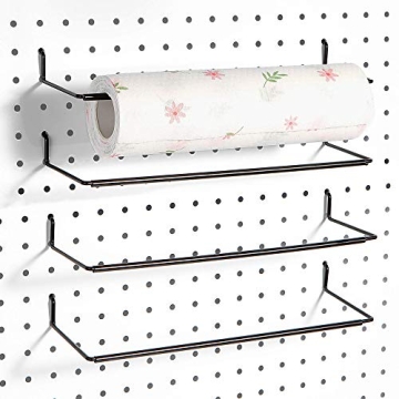 Extendable Paper Towel Holder for Pegboard - 4 Packs, Black