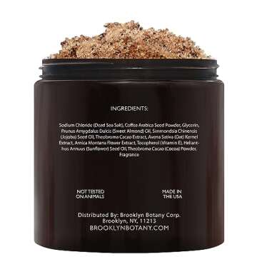 Brooklyn Botany Dead Sea Salt and Arabica Coffee Body Scrub 10 oz - Moisturizing and Exfoliating Body, Face, Hand, Foot Scrub - Fights Stretch Marks, Fine Lines, Wrinkles - Great Gifts for Women & Men