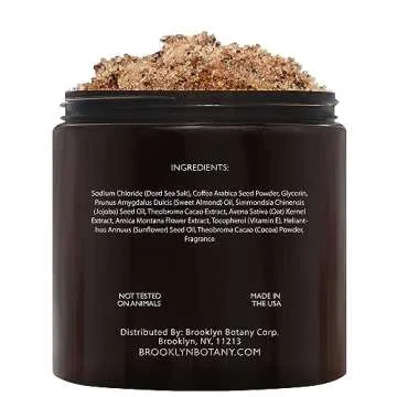 Brooklyn Botany Dead Sea Salt and Arabica Coffee Body Scrub 10 oz - Moisturizing and Exfoliating Body, Face, Hand, Foot Scrub - Fights Stretch Marks, Fine Lines, Wrinkles - Great Gifts for Women & Men