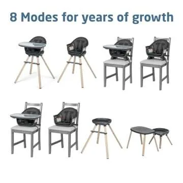 Maxi-Cosi Moa 8-in-1 High Chairs for Babies and Toddlers, Machine Washable Infant High Chair, Compact, Convertible High Chair Lightweight Design, Classic Graphite