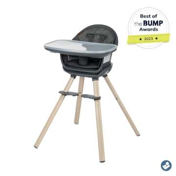 Maxi-Cosi Moa 8-in-1 High Chairs for Babies and Toddlers, Machine Washable Infant High Chair, Compact, Convertible High Chair Lightweight Design, Classic Graphite