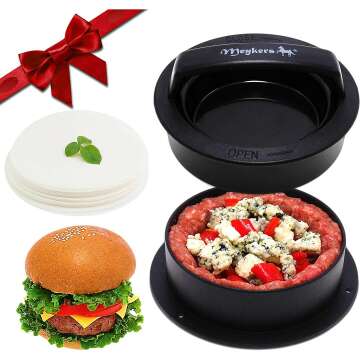 Meykers Non-Stick Burger Press with 100 Wax Papers