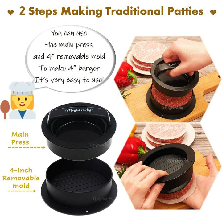 Meykers Non-Stick Burger Press with 100 Wax Papers