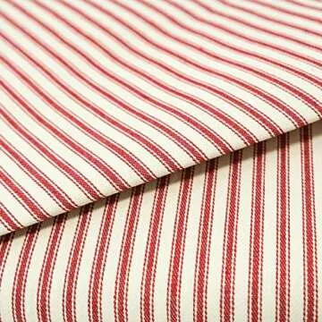 Roc-lon 44/45 Inches Wide 100% Cotton Woven Ticking, Striped Red Cut by Yard