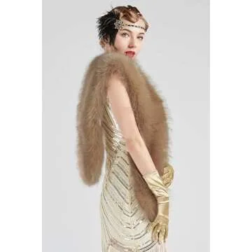 BABEYOND Women’s Faux Fake Fur Collar Shawl Faux Fur Scarf Wrap for Winter Coat 1920s Flapper Outfit 120cm/47.2" Long (Raccoon)