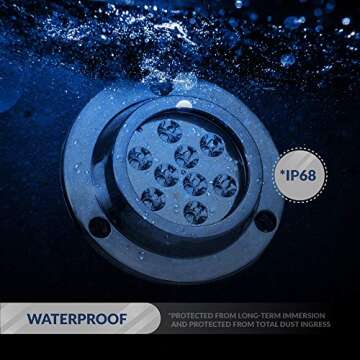 Five Oceans Round 9 Cool White LED Underwater Boat Light with Stainless Steel Bezel (Pair) FO-3732-M2-FM