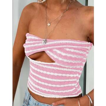 MISSACTIVER Striped Knit Bandeau Top for Trendy Style