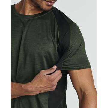 5 Pack Men’s Active Quick Dri Dry Fit Crew Neck T Shirts Athletic Running Gym Workout Short Sleeve Tee Tops Camisas para Hombres Summer