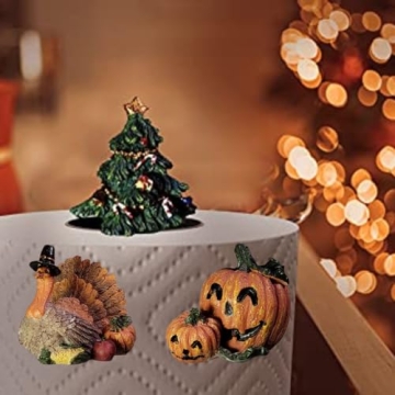 Christmas Kitchen Decor - Unique Paper Towel Holder W/Interchangeable Seasonal Decoration Tops - Chr...