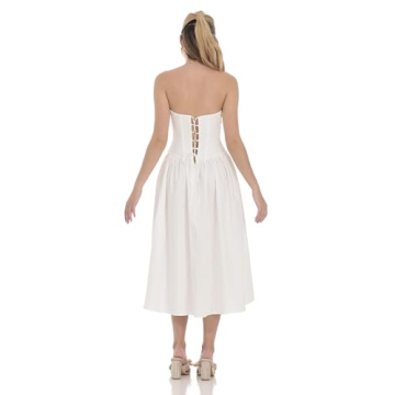 Strapless Corset Midi Dress in White for All Occasions