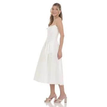 Strapless Corset Midi Dress in White for All Occasions