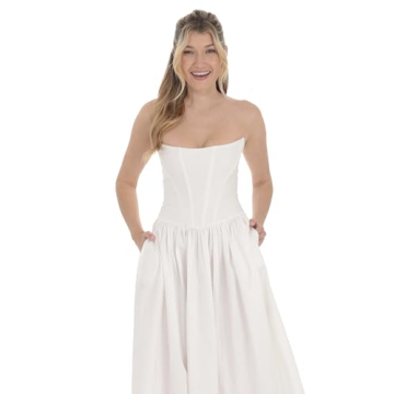Strapless Corset Midi Dress in White for All Occasions
