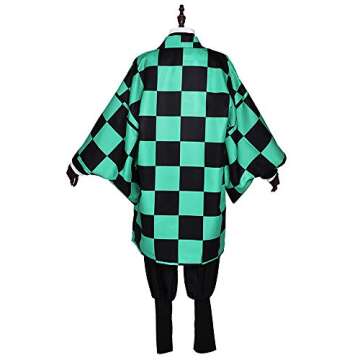 miccostumes Men's Costume Anime Hero Cosplay Uniform Outfit Green Chequer Robe Kimono (M, Multicolored)