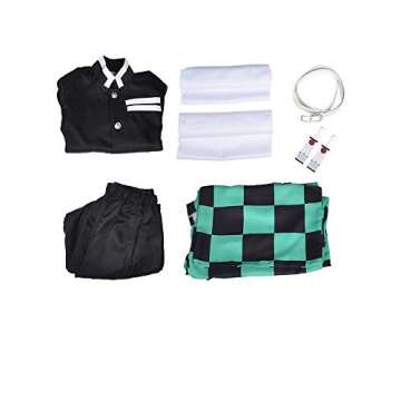 miccostumes Men's Costume Anime Hero Cosplay Uniform Outfit Green Chequer Robe Kimono (M, Multicolored)