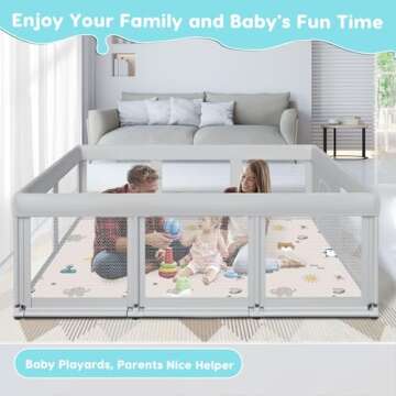 Fshibila 74" ×50" Large Baby Playpen, Baby Playard for Babies and Toddlers, Baby Fence Play Pens fo...