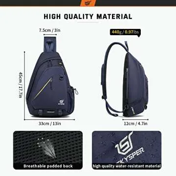SKYSPER Sling Laptop Bag (Up to 13 Inch) - 18L Crossbody Sling Backpack Travel Shoulder Bag Hiking Daypack for Men Women(Navyblue)