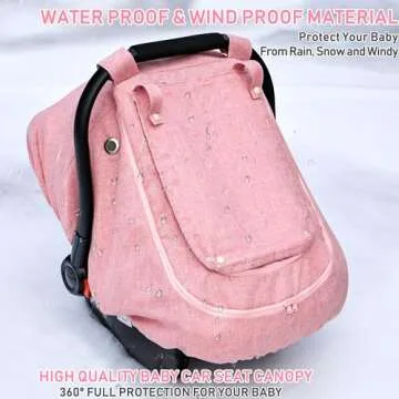 Waterproof Baby Car Seat Cover，YVMVDV Patented Pink Cold Weather Carseat Cover for Babies,Infant C...
