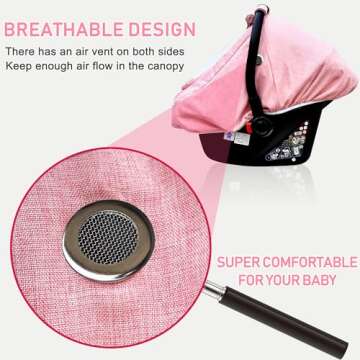 Waterproof Baby Car Seat Cover，YVMVDV Patented Pink Cold Weather Carseat Cover for Babies,Infant Car Seat Cover Canopy for Girls, Windproof Car Seat Canopy for Girls, Keeps Babies Warm and Cozy