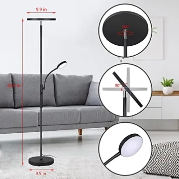 Dimunt LED Floor Lamp with Remote Control and Adjustable Light