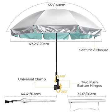 G4Free UPF 50+ Universal Clamp On Umbrella Outdoor UV Protection