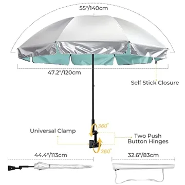 G4Free UPF 50+ Universal Clamp On Umbrella Outdoor UV Protection