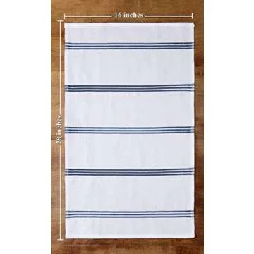 Kitchen Towels Dish Towels 100% Cotton, Set of 4, Dark Blue and White Hand Towels, Tea Towels, Reusable and Absorbent Cleaning Cloths, Oeko-Tex Cotton, 28 in x 16 in