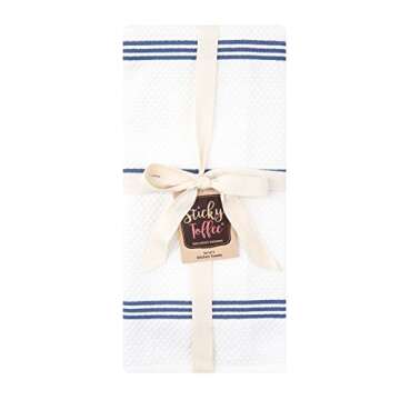 Kitchen Towels Dish Towels 100% Cotton, Set of 4, Dark Blue and White Hand Towels, Tea Towels, Reusable and Absorbent Cleaning Cloths, Oeko-Tex Cotton, 28 in x 16 in