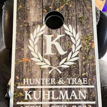 VictoryStore Custom Wedding Bag Toss Game – Custom Wedding Cornhole - Laurel and Initial Full