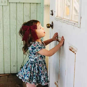 2PCS 5" Velvet Red Wine Hair Bows Girls Hair Clips Ponytail Holder Accessories for Women Girls Toddlers