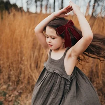 2PCS 5" Velvet Red Wine Hair Bows Girls Hair Clips Ponytail Holder Accessories for Women Girls Toddlers