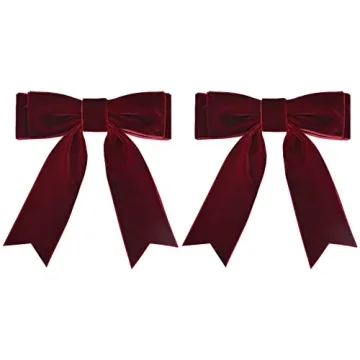 2PCS 5" Velvet Red Wine Hair Bows Girls Hair Clips Ponytail Holder Accessories for Women Girls Toddlers