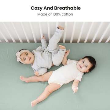 Konssy Muslin Crib Sheets for Girl Boy, Soft and Breathable Cotton Baby Sheets for Standard Crib Mattress, 52"x 28" (Green)