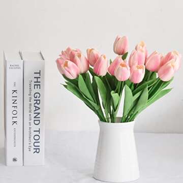 WISTART 20pcs Artificial Tulips - Real Touch Faux Flower Bouquet for Every Occasion
