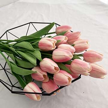 WISTART 20pcs Real Touch Artificial Tulips for Home Decor