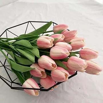 WISTART 20pcs Real Touch Artificial Tulips for Home Decor