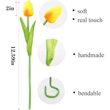 WISTART 20pcs Real Touch Artificial Tulips for Home Decor