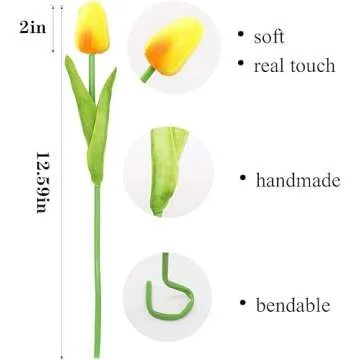 WISTART 20pcs Real Touch Artificial Tulips for Home Decor