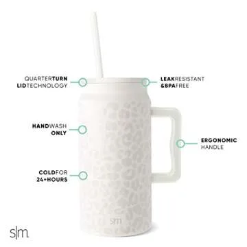 Simple Modern 50 oz Mug Tumbler with Handle and Straw Lid | Reusable Insulated Stainless Steel Large...