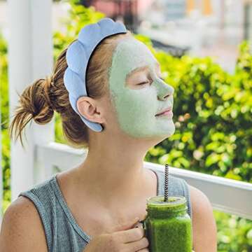 Sponge Spa Headband for Women, Makeup Headband and Wrist Washband Set Skincare Headband for Teen Girl Valentine's Day Gifts Trendy Stuff