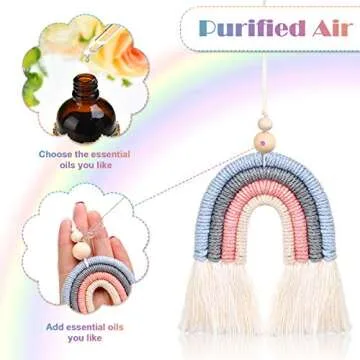 Boho Rainbow Car Charm Essential Oil Diffusers Set - 3 Pcs