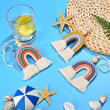 Boho Rainbow Car Charm Essential Oil Diffusers Set - 3 Pcs