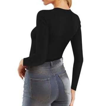 MANGOPOP Long Sleeve Tee for Women - Y2K Black Style