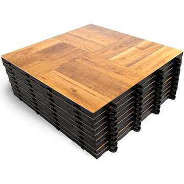 Big Floors 3X3OAKFLOOR Interlocking Lightweight Plastic Modular Dance Floor Kit (3' x 3'), Oak, 21 Piece