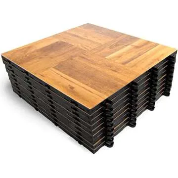 Big Floors 3X3OAKFLOOR Interlocking Lightweight Plastic Modular Dance Floor Kit (3' x 3'), Oak, 21 Piece