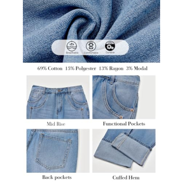 PLNOTME Women's Baggy Jeans Comfortable Casual Denim Pants