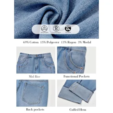 PLNOTME Women's Baggy Jeans Comfortable Casual Denim Pants