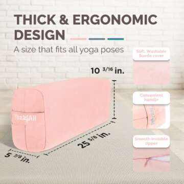 Yes4All Rectangular Yoga Bolster - Rose Comfort for Your Practice